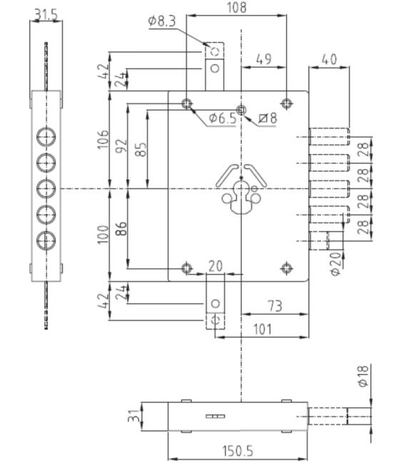 SERRATURA EUROPEA DIERRE NE42 70 S REVERSIBILE SOSTITUZIONE DOPPIA MAPPA
